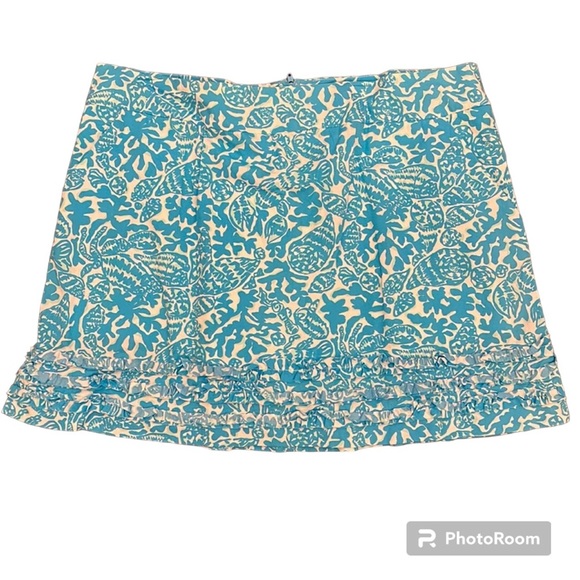 Lilly Pulitzer Dresses & Skirts - LILLY PULITZER Skort Teal and White Zipper Closure Ruffle Trim Size 12